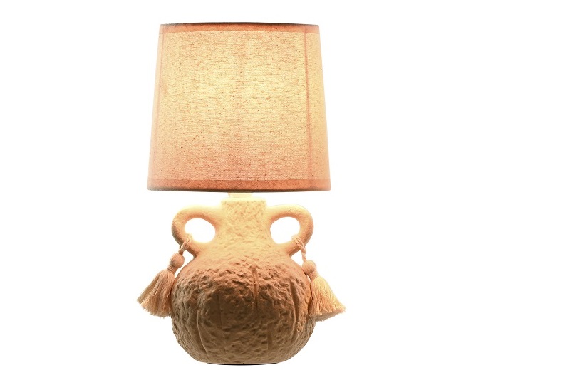 LAMPARA SOBREMESA CERAMICA 15X15X28CM BEIGE